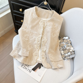 高级感气质无袖 花边2026春春季 坎肩马甲外 国风马甲女爆款 新中式