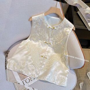 马甲上衣气质高档刺绣上衣高档时尚 新中式 外穿 潮款 国风马甲女装