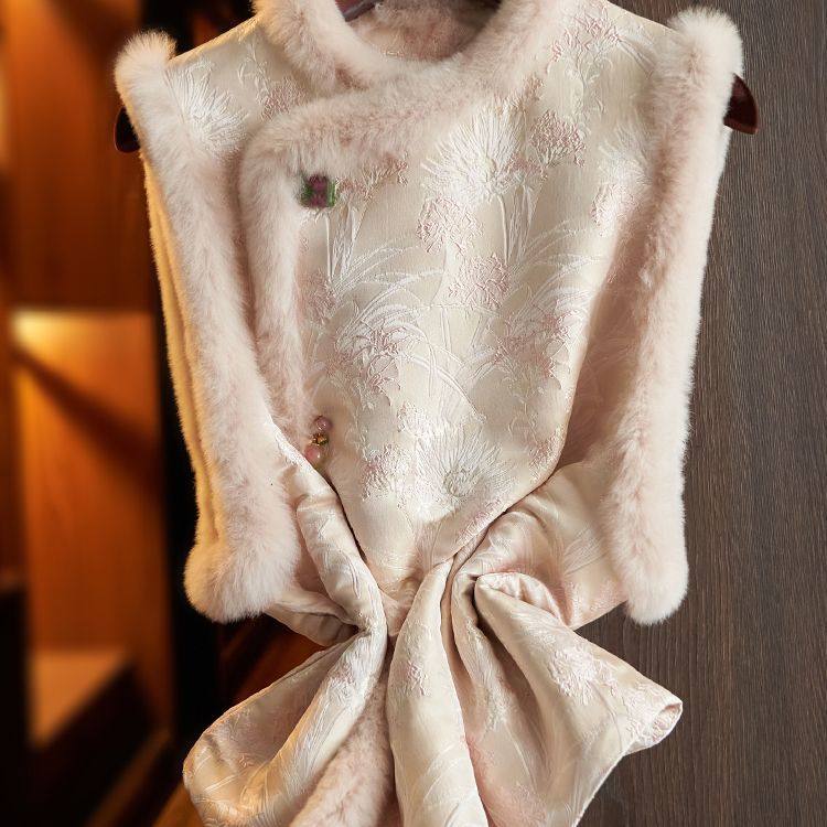 春季新款复古文艺国风毛领背心女款保暖夹棉加厚百搭无袖马甲,女装/女士精品,马夹,淘宝优惠券,粉丝福利购,淘宝优惠卷