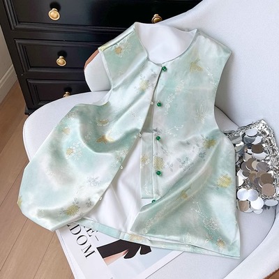 新中式马甲高级感唐装女装中国风年轻款2025超火夏装高端缎面马夹