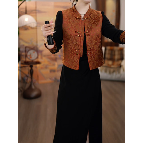 2025秋冬新款妈妈风无袖复古气质新中式高级感洋气百搭时尚马夹女