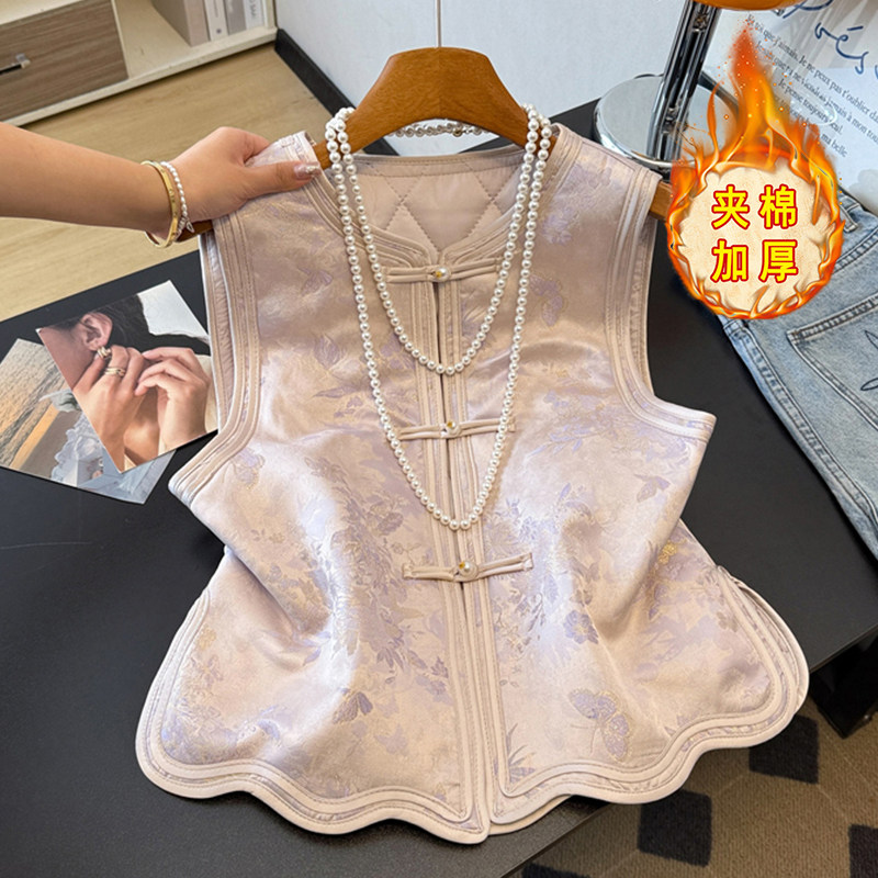 年轻版国风马甲女新中式坎肩春新款洋气无袖背心加厚夹棉盘扣马夹,女装/女士精品,马夹,淘宝优惠券,粉丝福利购,淘宝优惠卷