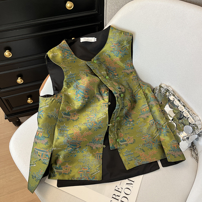 新中式国风百搭复古盘扣坎肩马甲