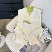 新品 国风提花国潮马甲女年小众马夹网红爆款 上 新中式 2026春秋款