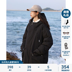 KOUEMGI空味 日系冬季基础廓形口袋地标印花连帽棉服外套情侣棉服