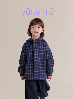 私服日系格子连帽外套