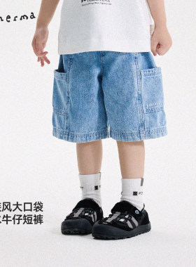 日系工装风大口袋牛仔短裤