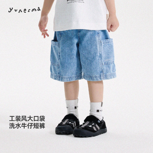 日系工装风大口袋牛仔短裤