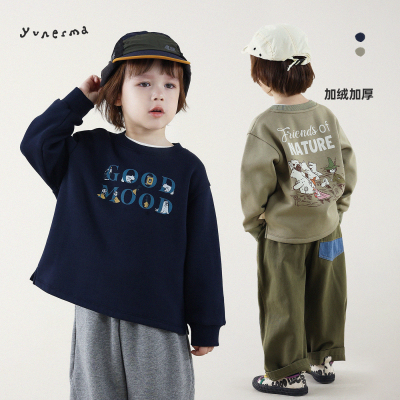 幼儿园宝宝冬季加绒加厚印花卫衣