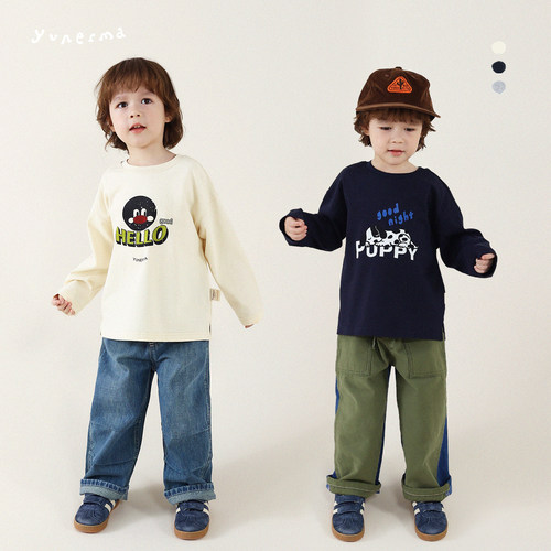允儿妈男童秋季新款纯棉印花T恤
