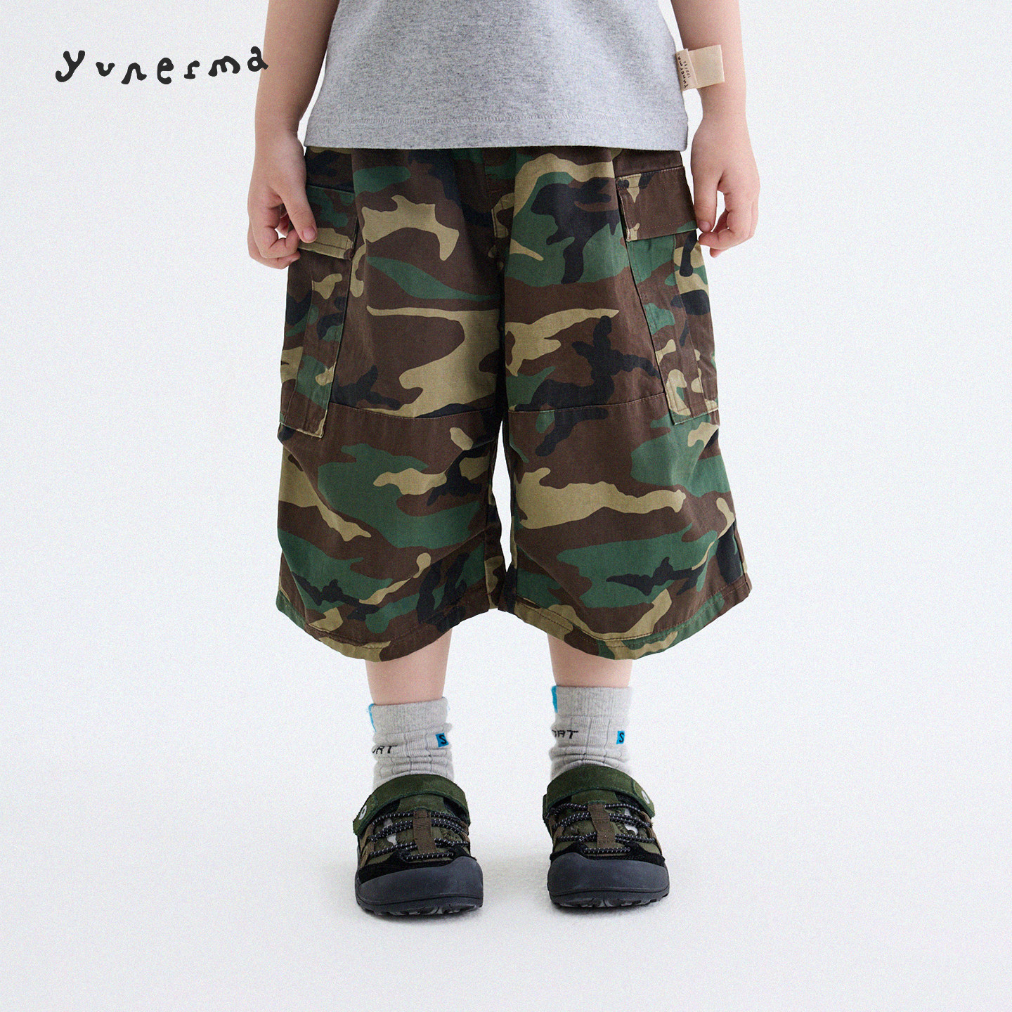 允儿妈男童装儿童帅气日系百搭迷彩裤男孩时尚个性工装休闲短裤
