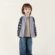 允儿妈男童秋季 儿童上衣潮 日系小众纯棉拼接格纹衬衣男孩帅气衬衫