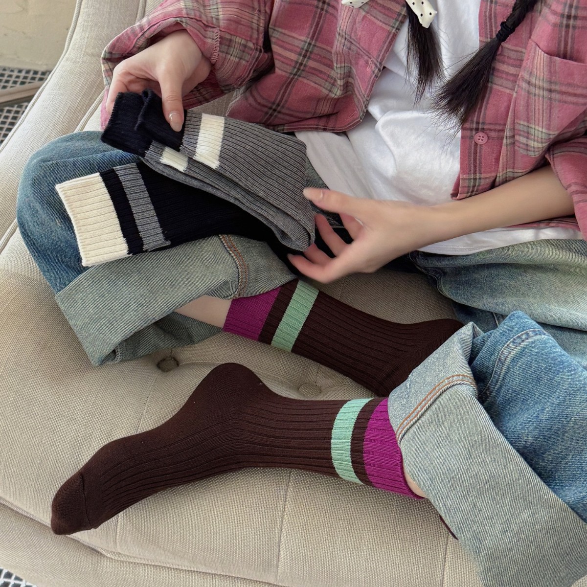 袜子女潮网红款堆堆袜千金风miu