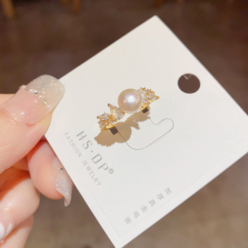 2026日系轻奢锆石淡水珍珠戒指女