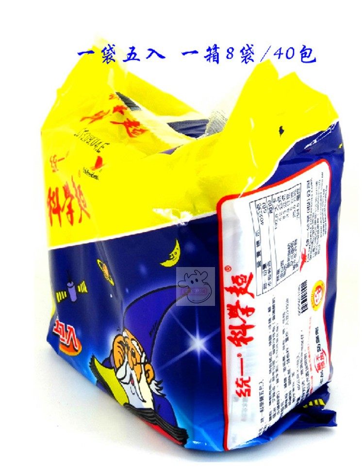 台湾进口统一科学面干吃面干脆面方便面儿童捏碎面五合一40g*5入