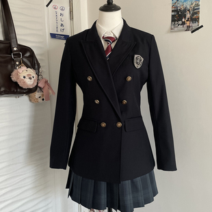 学院风高级感西服外套制服秋冬款 jk双排扣收腰西装 织野鹿原创正版