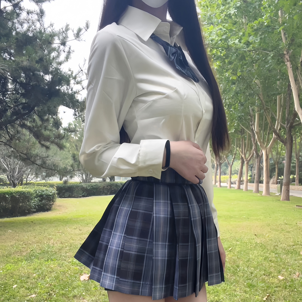 jk制服长袖收腰白色辣妹修身