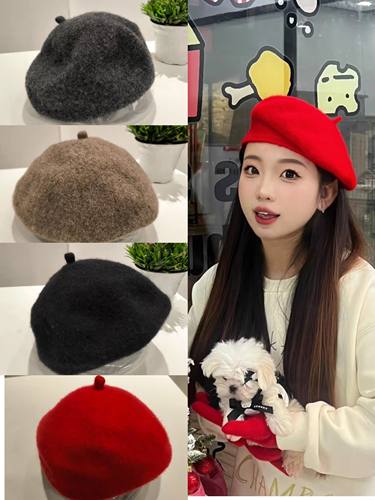 Mclelland年冬款高品质羊毛贝雷帽女英伦复古百搭画家帽子韩国潮