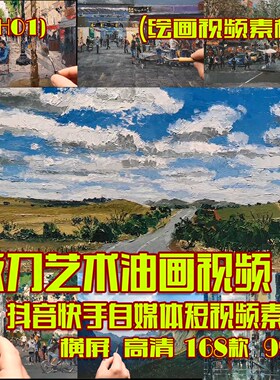 (SH01)板刀艺术油画视频抖音快手自媒体短视频素材横屏 168款 99G