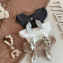 ins夏天韩国可爱兔耳朵口水巾婴儿围嘴防吐奶纯棉纱布纯色围兜薄