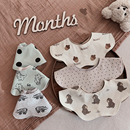 韩国婴儿围嘴花瓣口水巾纯棉新生儿防吐奶围兜春秋防水双面戴洋气