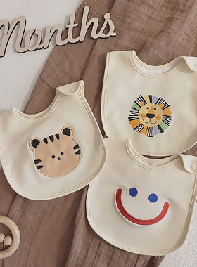 日本外贸围嘴宝宝防水围兜新生婴儿纯棉防吐奶口水巾可爱潮童0-3t