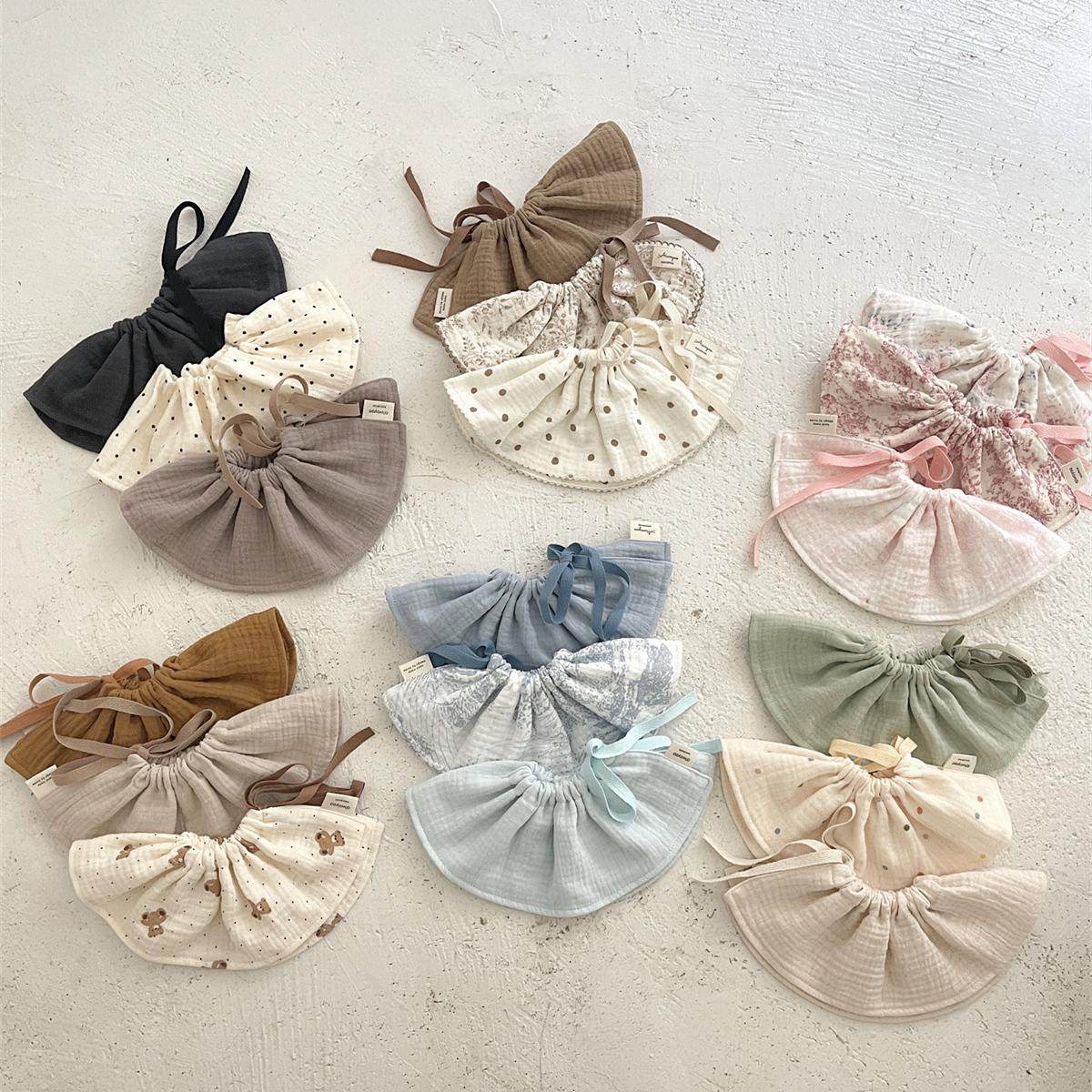 韩国纯棉纱布婴儿口水巾宝宝围嘴围兜加大系带口水兜儿童花瓣假领,婴童用品,口水巾,淘宝优惠券,粉丝福利购,淘宝优惠卷