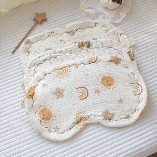 婴儿纱布透气0高度枕头吸汗枕巾