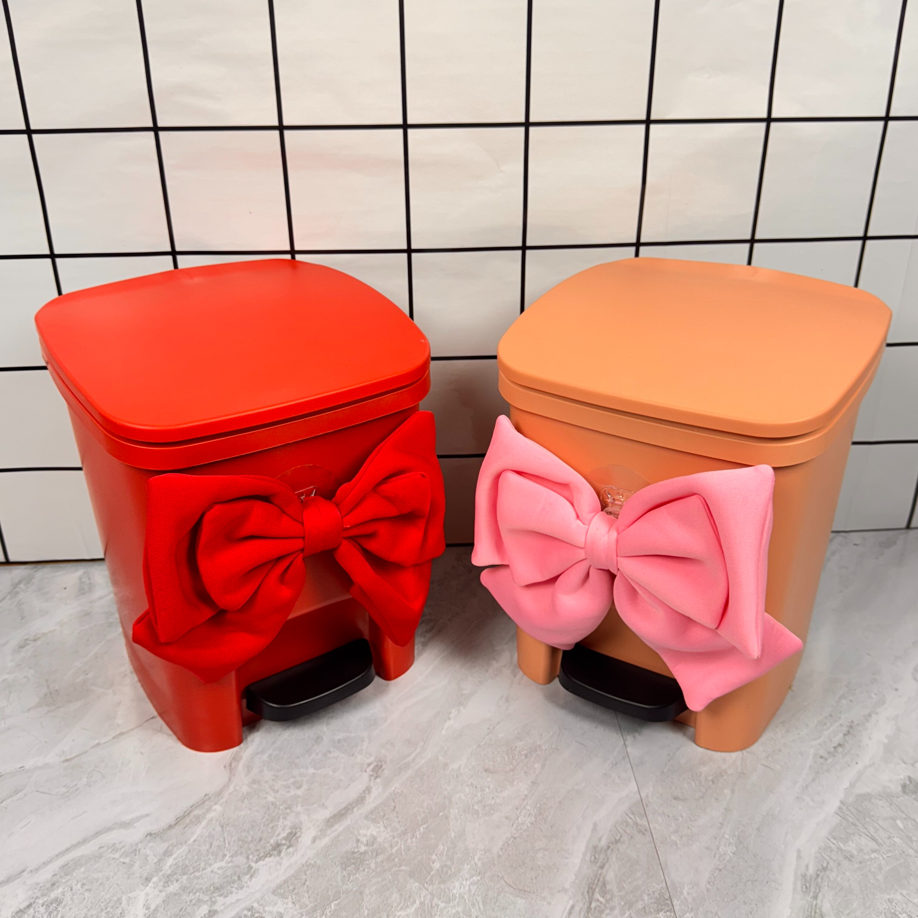 蝴蝶结垃圾桶公主房家用客厅卧室大号容量带盖高颜值创意结婚用