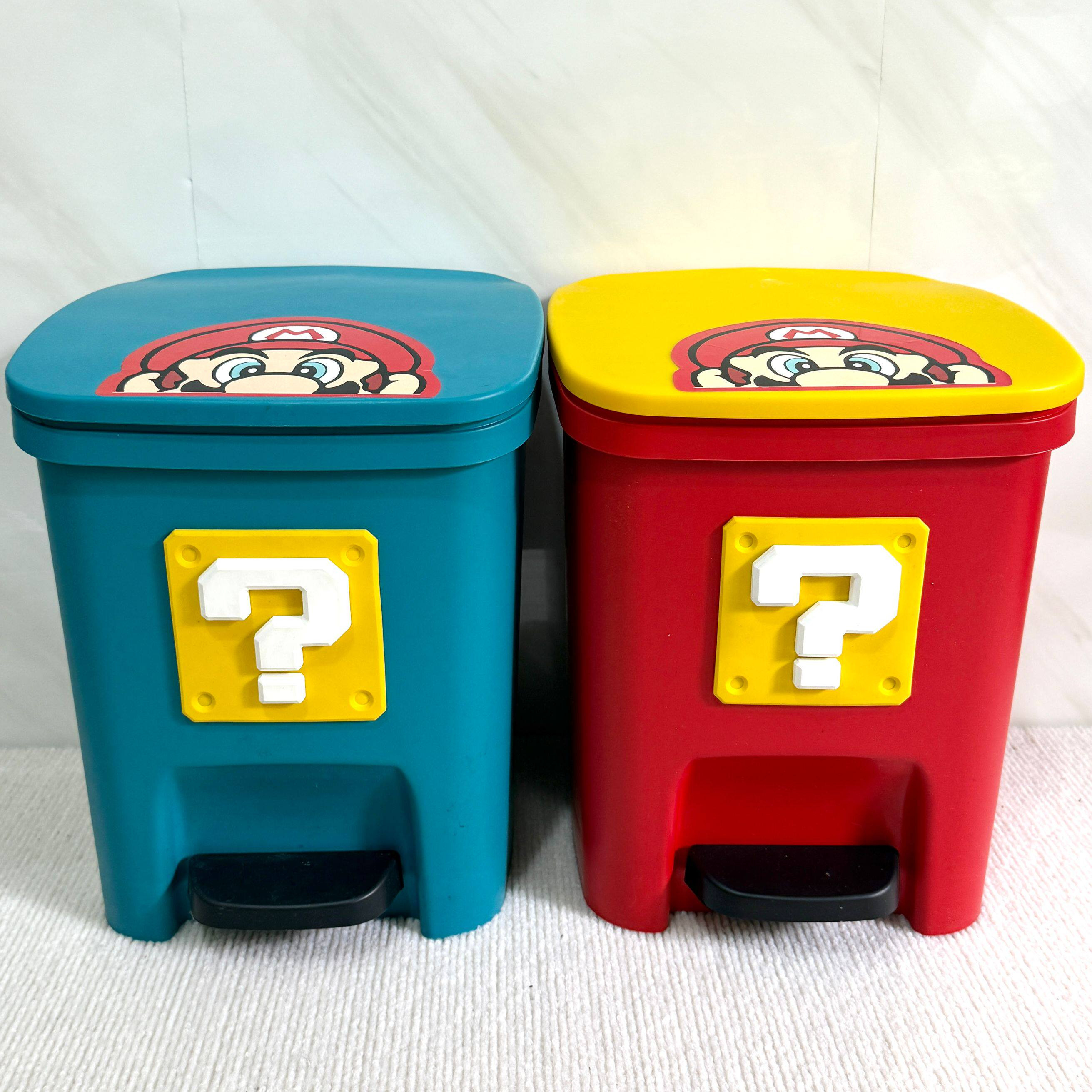 卡通马里奥垃圾桶可爱创意高颜值家用卧室客厅大号容量带盖脚踏式