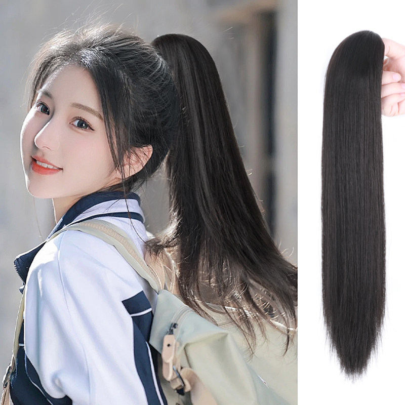 马尾假发女抓夹可扎高马尾直发自然仿真发网红低扎温柔气质假马尾