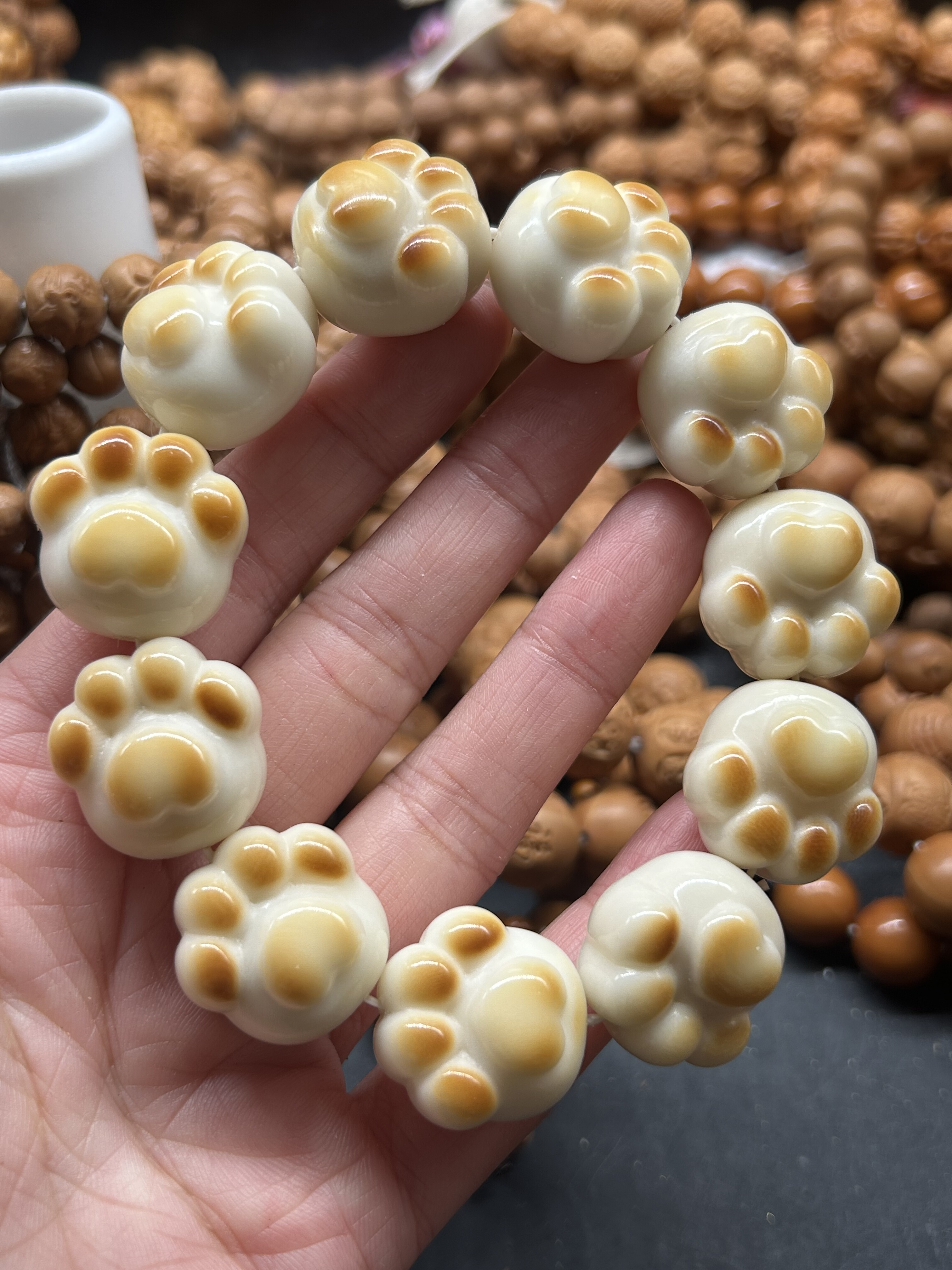 11颗甜心猫爪炭烤象牙果雕刻d菩提