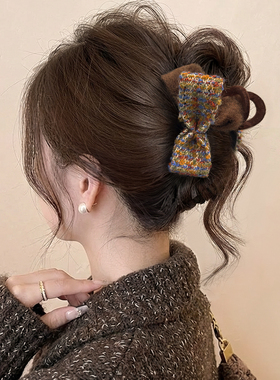 复古双面蝴蝶结抓夹女高级感2026新款鲨鱼夹子发夹后脑勺大号发饰