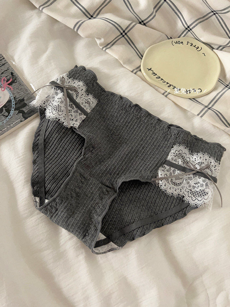 麻灰深色纯棉裆性感蕾丝中腰三角内裤女生简约秋冬新款日系,女士内衣/男士内衣/家居服,女三角裤,淘宝优惠券,粉丝福利购,淘宝优惠卷
