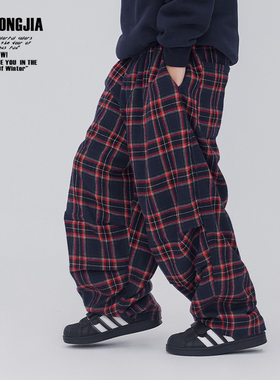 ZAIXIONGJIA◆加绒加绒加厚洋气红格子新年圣诞长裤松紧腰童装