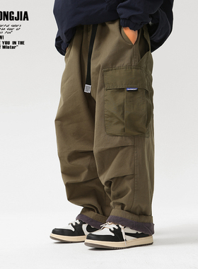 ZAIXIONGJIA◆加绒加厚侧小标休闲长裤童裤冬季新品童装直筒宽松