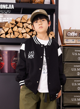 ZAIXONGJIA◆帅气立领黑色棒球服外套上衣男女童装春秋新品夹克棉