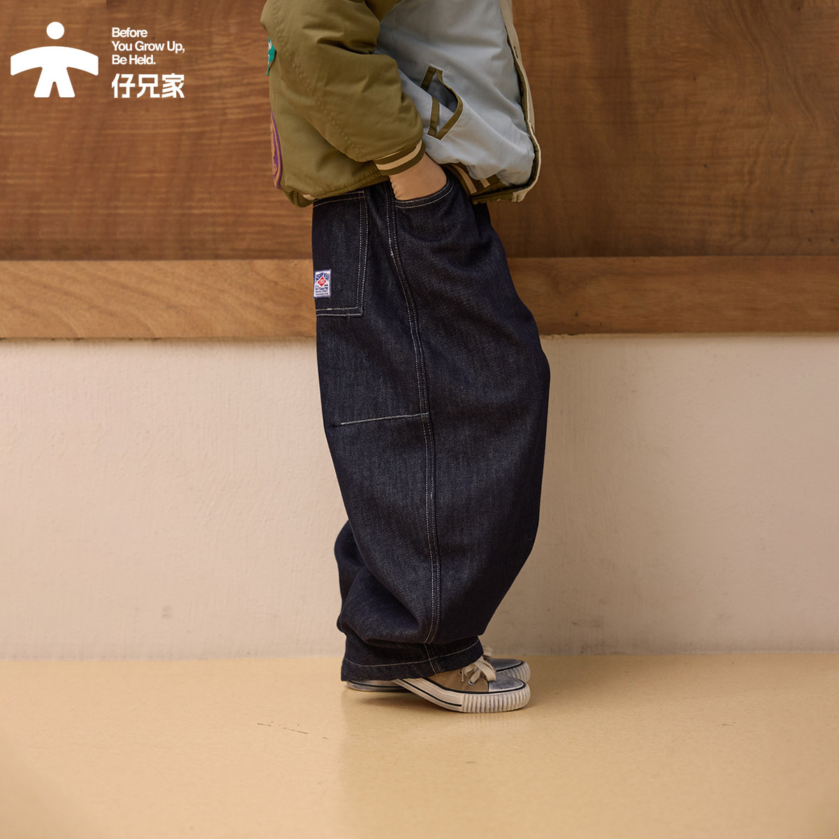 后口袋贴布加绒加厚牛仔裤儿童裤子宝宝幼儿园裤松紧腰男女童装