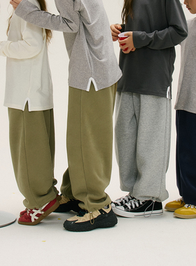 冬新三色加绒保暖厚运动裤长裤男女童装脚口可调节松紧腰儿童裤子