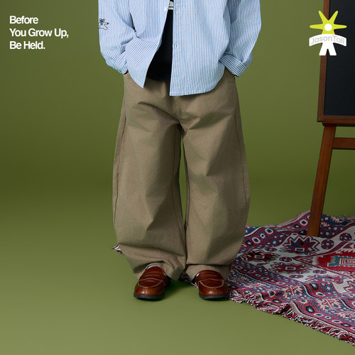 春秋款休闲宽松弯刀裤工装长裤棉男女童装宝宝幼儿园裤松紧腰舒适