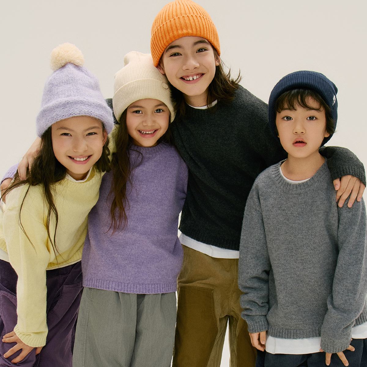 四色软乎乎马克龙色系清爽套头毛衣儿童上衣秋冬打底衫男女童装