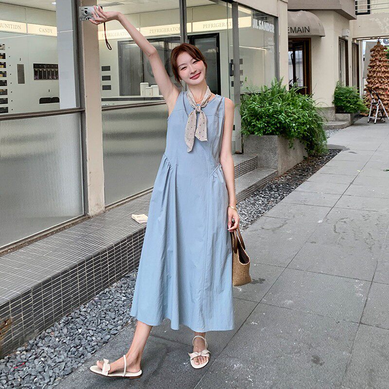 2C270-2830-P125-K178无袖蓝色连衣裙,女装连衣裙,2C270