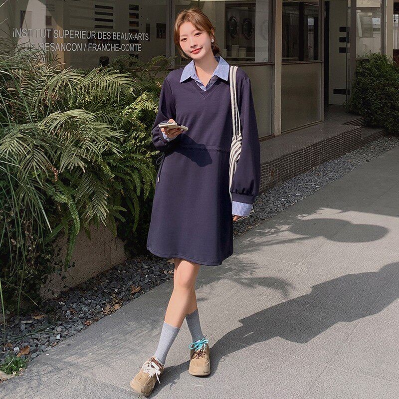 C270-2780-P135-K188假两件收腰卫衣连衣裙,女装连衣裙,2C270