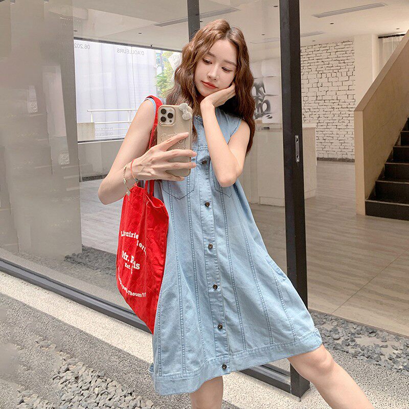 2C270-2851-P125-K178薄款一排扣牛仔连衣裙,女装连衣裙,2C270