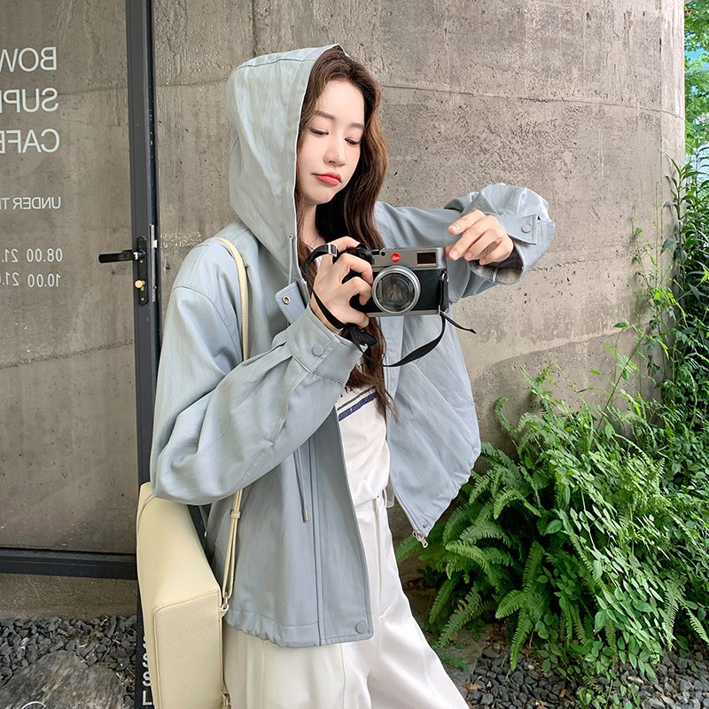 C270-2863-P175-K258戴帽拼接格子短款仿小羊皮皮衣,女装风衣,2C270