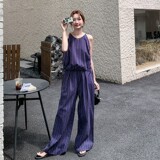 2C270-2825-P145-K208条纹背心配阔腿裤套装，女装套装/套裙，2C270