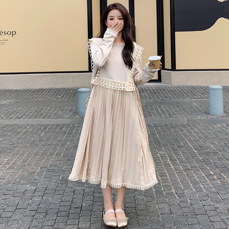 2C270-955-P145-K208针织长袖卫衣假俩件连衣裙,女装连衣裙,2C270