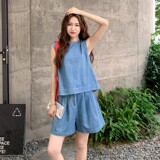 2C270-2853-P145-K208薄后背镂空牛仔套装，女装套装/套裙，2C270