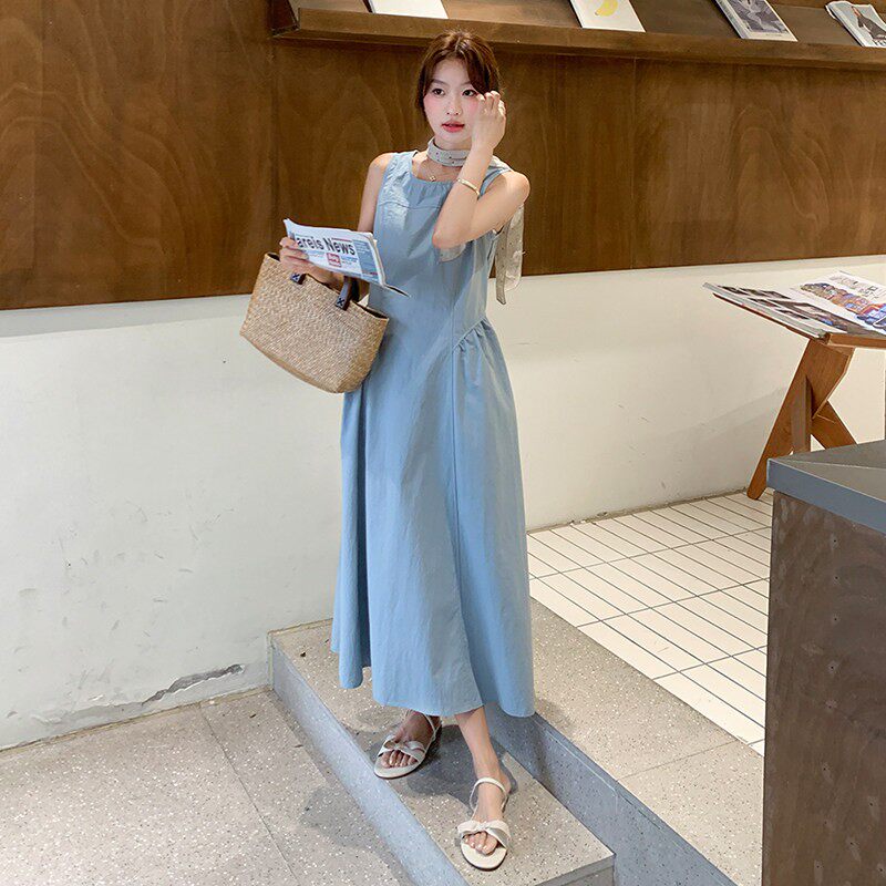 2C270-2830-P125-K178无袖蓝色连衣裙,女装连衣裙,2C270