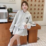 C270-2782-P145-K198慵懒风连帽套头卫衣带裙摆上衣，女装卫衣/绒衫，2C270